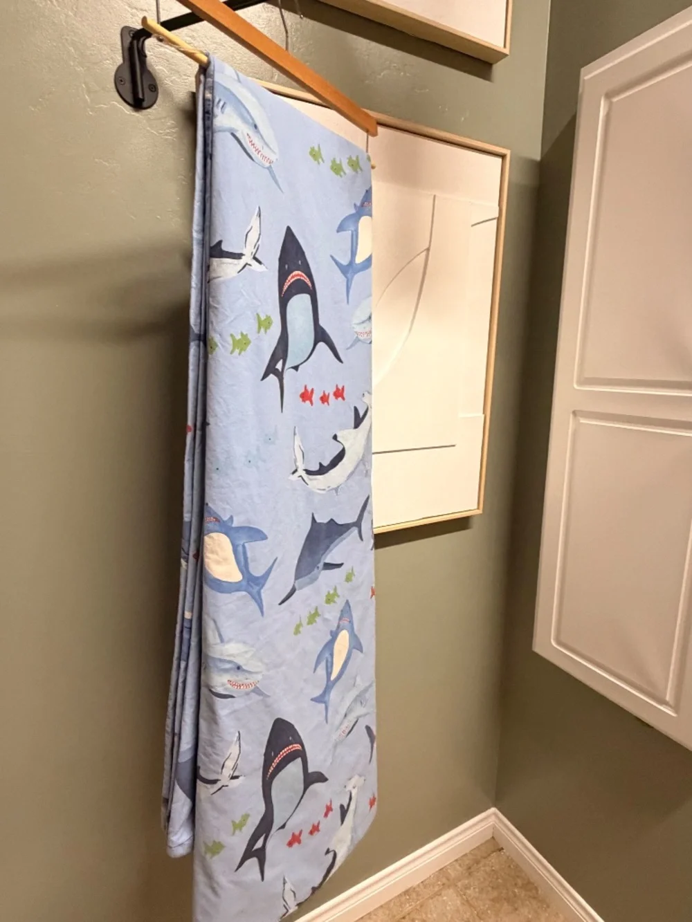 Pottery Barn Kids Shark Bite Queen Duvet Cover + 2 Pillow Cases